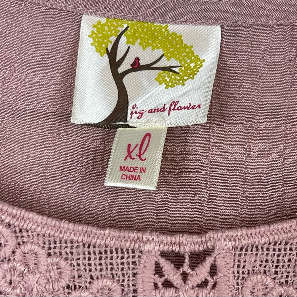 Fig and Flower Long Sleeve Mauve Top Lace Detail Gauze Lined Women’s Siz… - Picture 4 of 10